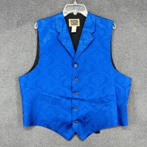 FRONTIER CLASSICS Mens Royal Blue‎ Brocade Vest 2XL Formal Dress Wedding